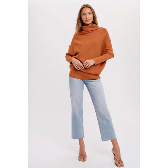 SOLD OUT Pumpkin Spice Slouch Neck Dolman Knit Pullover Sweater - Picture 3 of 3